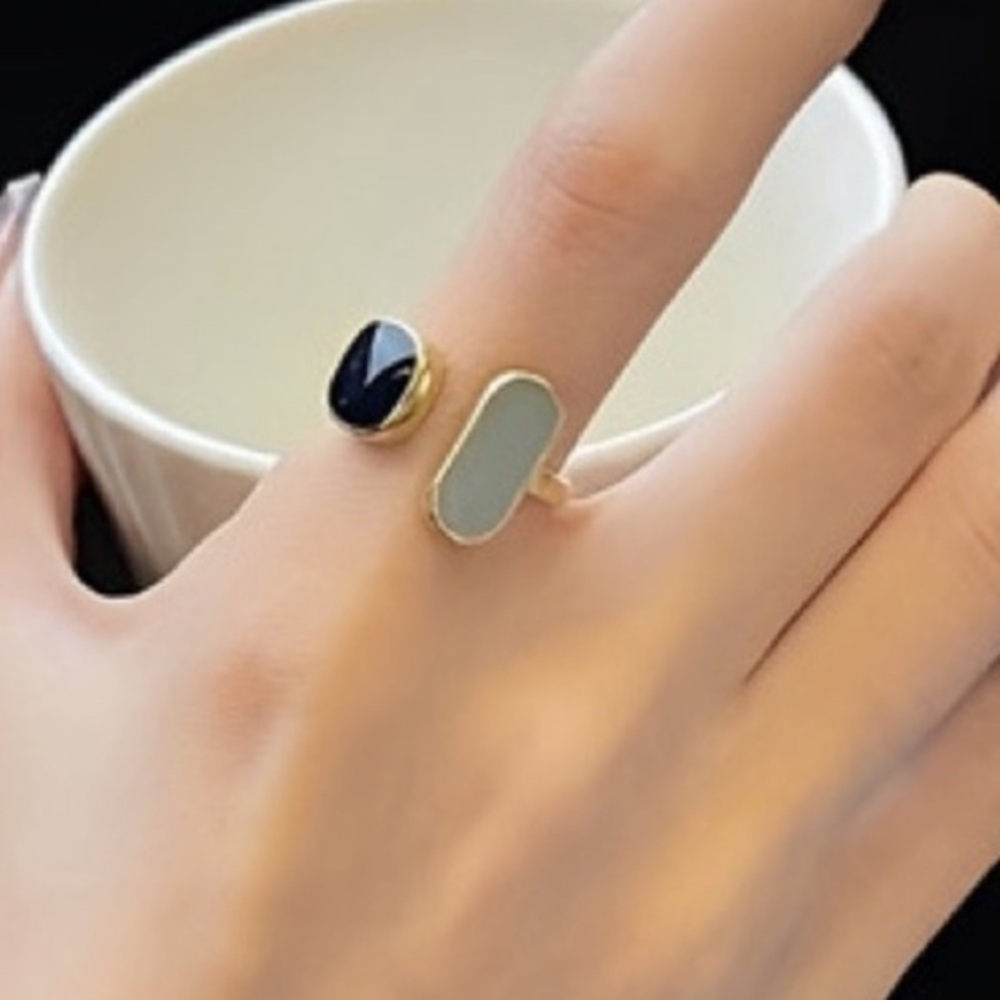 New Geometric 14k navy blue ring moonstone adjustable